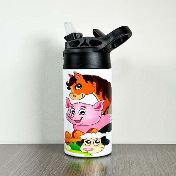 Sublimation Kids Steel Water Bottle with Straw and Lid 12oz Thumbnail
