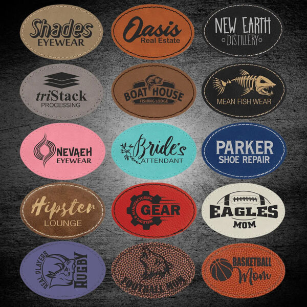 Blank Oval Laserable Leatherette Patch with Kota Pro Adhesive Thumbnail