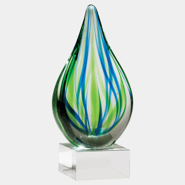 8" and Teardrop Art Glass on Glass Base-No Plate Thumbnail