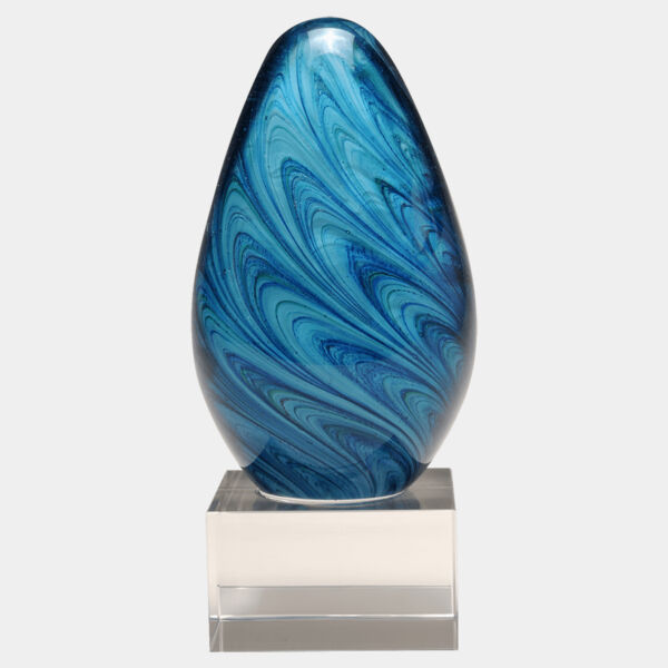 6 1/4" and Egg Shaped Art Glass on Glass Base-No Plate Thumbnail