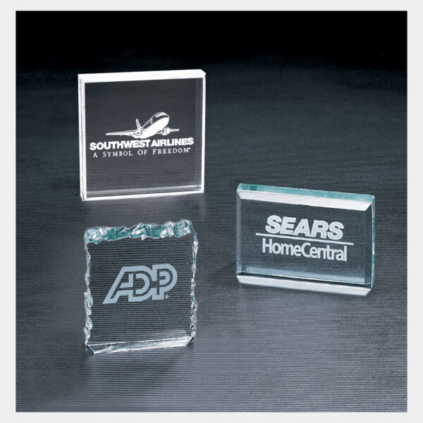 3" x 3" Jade Crushed Ice Acrylic Paperweight Thumbnail