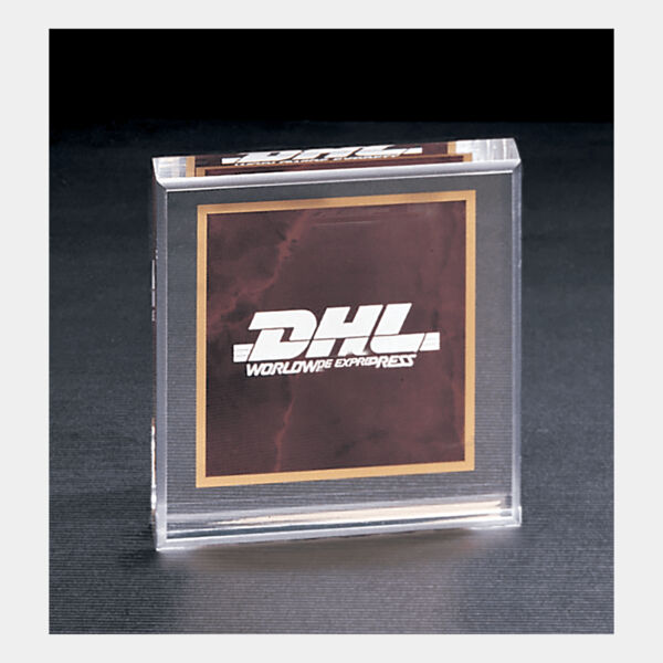 3 3/4" x 3 3/4" Ruby Marble Design Acrylic Paperweight Thumbnail