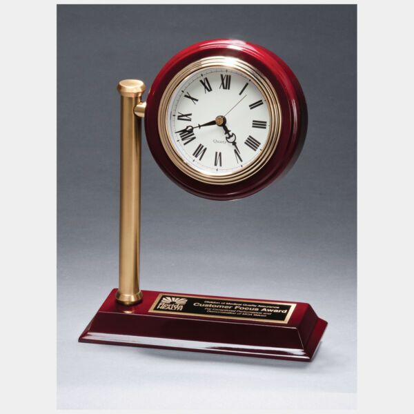7" x 9" Rail Station Style Desk Clock on Finish High Gloss Base, Plate Thumbnail