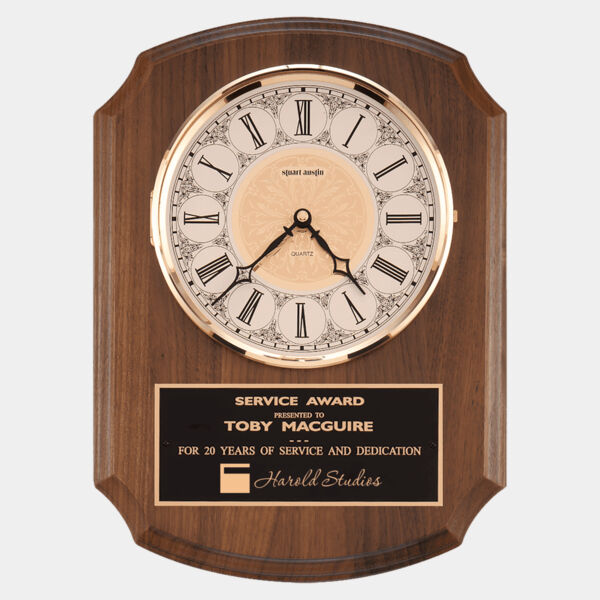 10 1/2" x 13" Quartz Clock, Brass Diamond Spun Bezel, Glass Lens, Ivory Dial, Plate Thumbnail