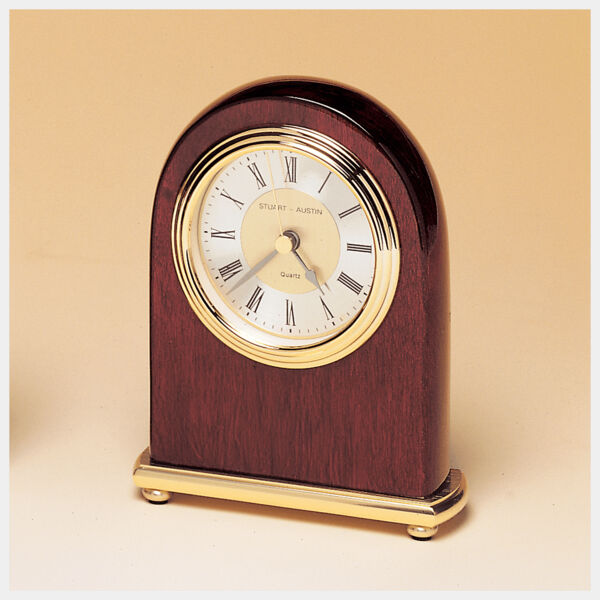 4" x 5" Arch Piano Finish Clock, Brass Base, Diamond Spun Dial, 3 Hand Movement-Plate Not Included Thumbnail