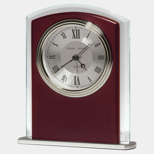 Matte Finish Clock, Beveled Glass with Wood Accent, Bezel and Dial, 3 Hand Movement - No Plate Thumbnail