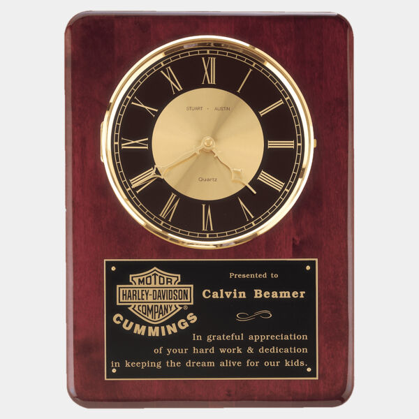 12" x 15" Piano Finish Clock, Brass Bezel with Glass Lens, Dial with Plate Thumbnail