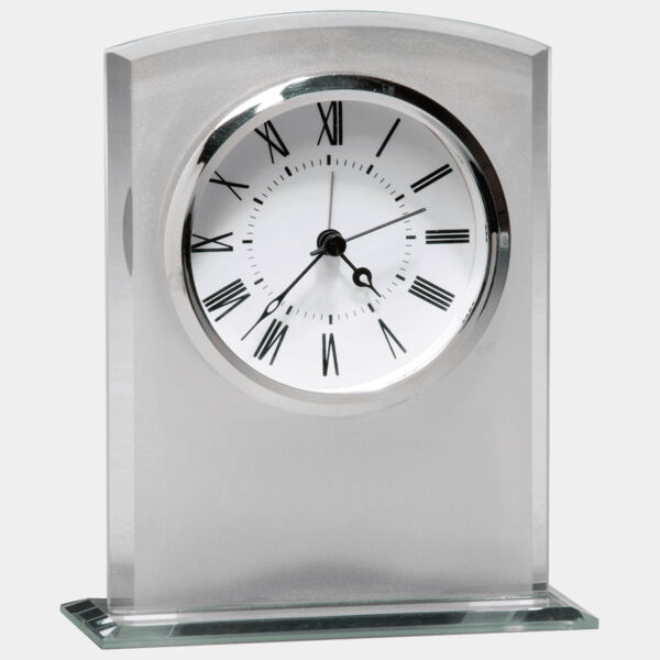 5" x 6 1/4" Glass Clock with Frosted Top, Polished Edge and Base no Plate Thumbnail