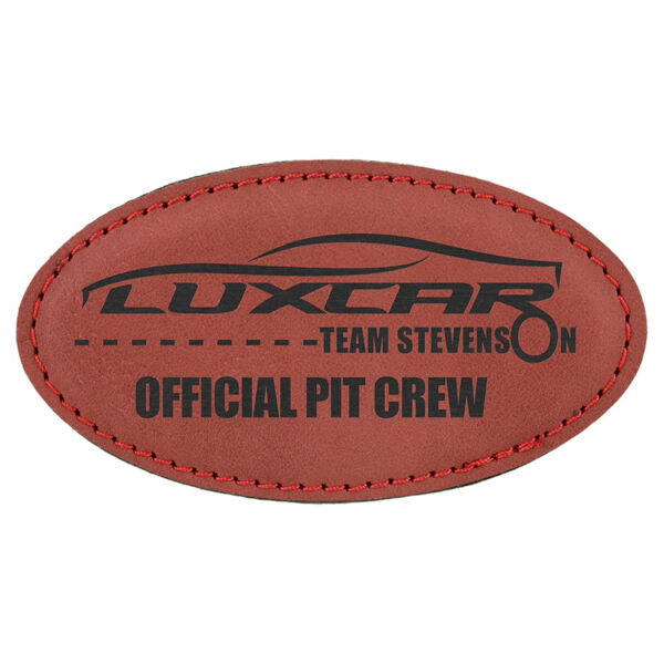 3 1/4" x 1 3/4" Rose Laserable Leatherette Oval Badge Blank with Magnet Thumbnail