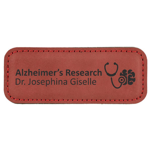 3 1/4" x 1 1/4" Rose Laserable Leatherette Badge Blank with Magnet Thumbnail