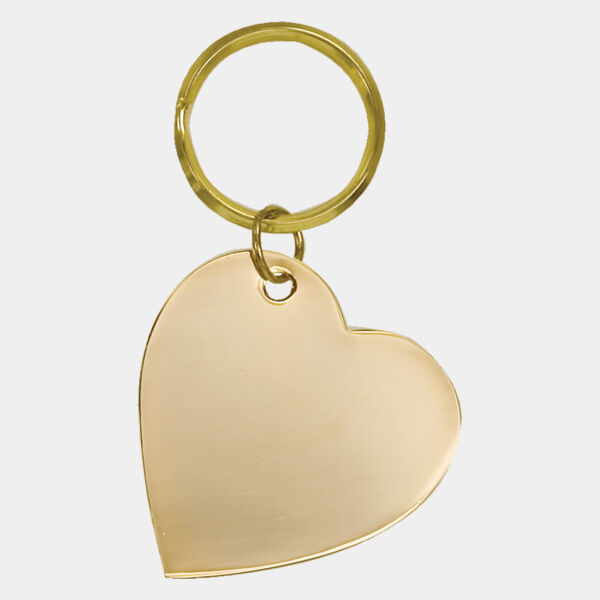 2" x 2" Heart Brass Keychain Thumbnail