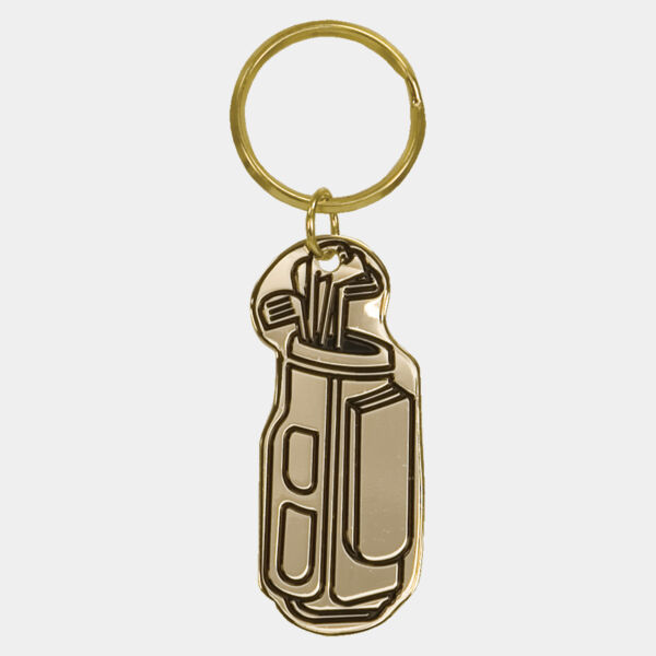 1" x 2 1/2" Golf Bag Brass Keychain Thumbnail