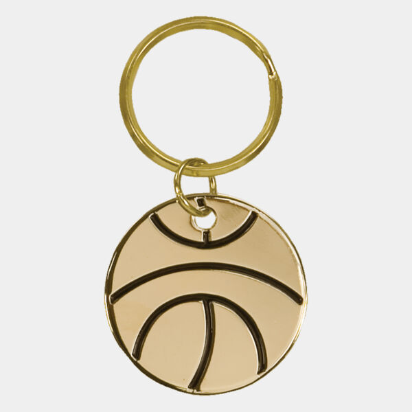 1 1/2" Basketball Brass Keychain Thumbnail