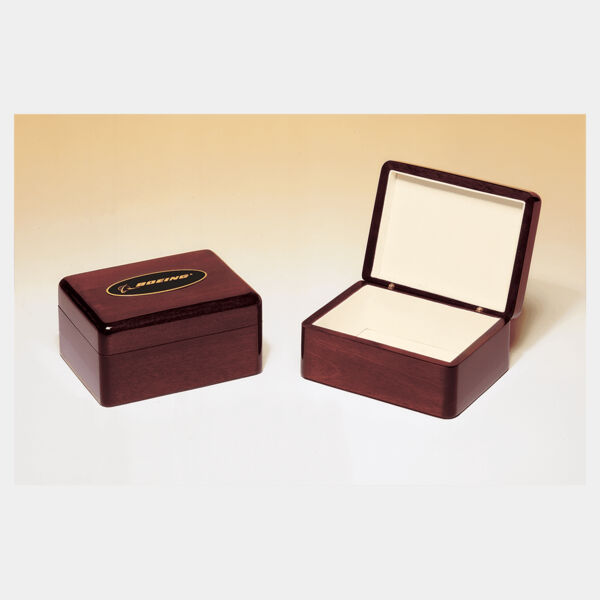 7" x 5" Piano Finish Jewelry Box with Beige Felt Lining and Laserable Brass Plate Thumbnail
