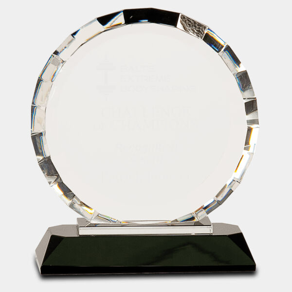 6 1/2" Crystal Round with Rectangle Facets on Crystal Base Thumbnail