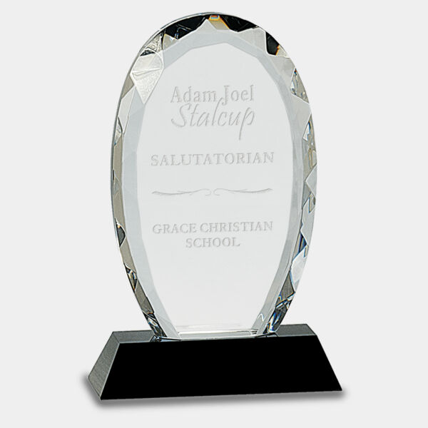 7 1/2" Oval Facet Crystal on Pedestal Base Thumbnail