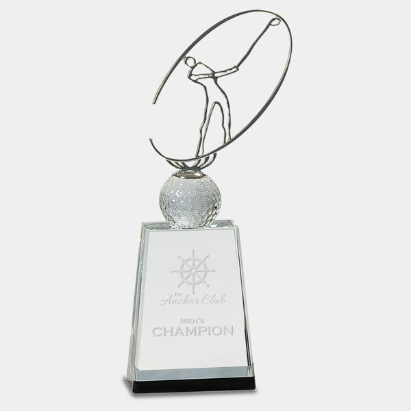 12" / Crystal Golf Award with Metal Oval Figure Thumbnail
