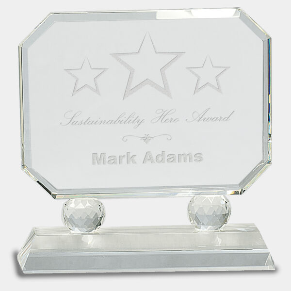 7" Rectangle Crystal on Pedestal Base Thumbnail