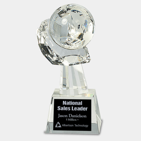 8" Crystal Globe in Hand Thumbnail