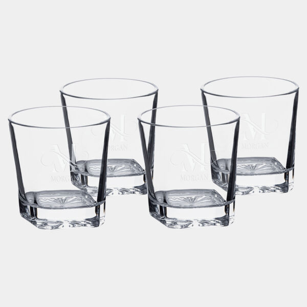 Four Polar Camel 11 oz. Square Rocks Glasses in Gift Box with Printed Paper Sleeve Thumbnail