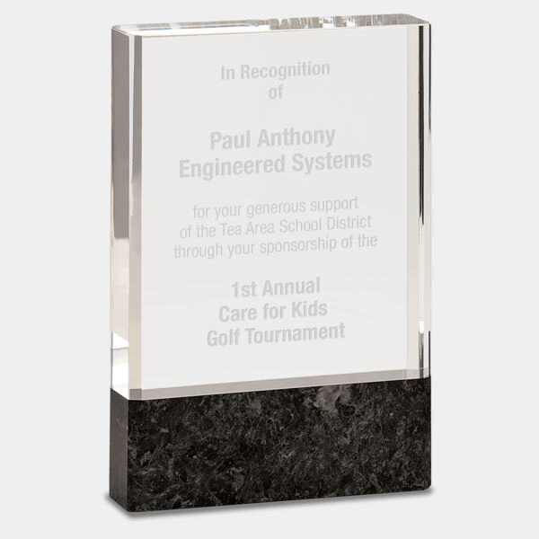 4" x 6" Fusion Crystal Award with Genuine Marble Thumbnail