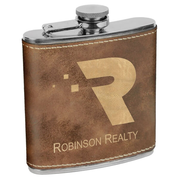 6 oz. Rustic/ Laserable Leatherette Flask Thumbnail