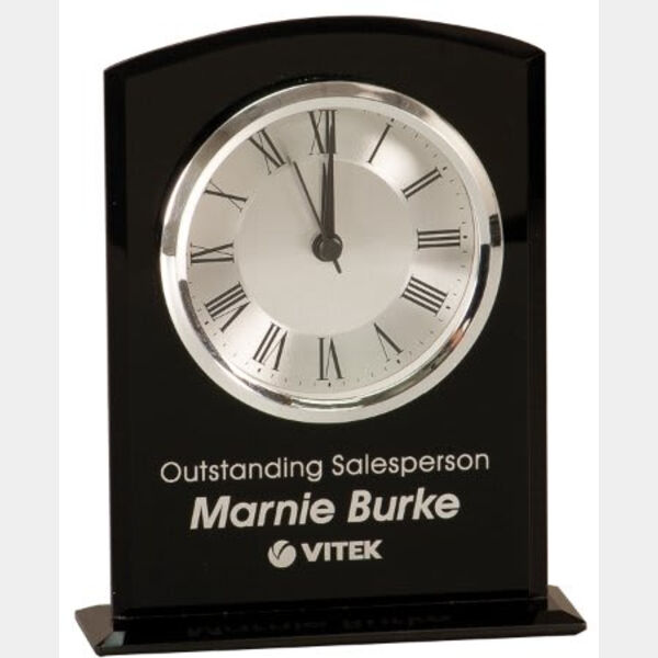 6 1/4" Glass Arch Clock with Base Thumbnail