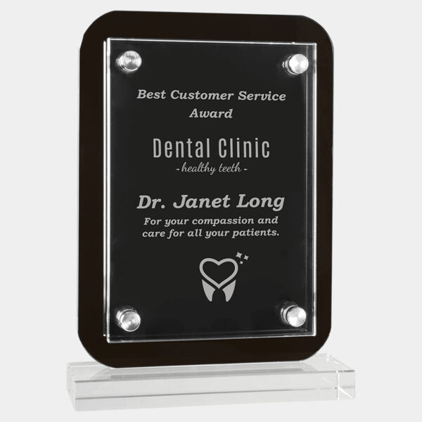 5 1/2" x 7 3/4" Floating Glass Standup Plaque Thumbnail