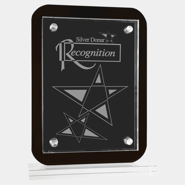 7 1/2" x 10" Floating Glass Standup Plaque Thumbnail