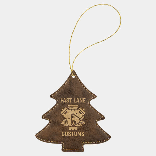 Rustic/ Laserable Leatherette Tree Ornament with String Thumbnail