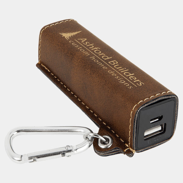 Rustic/ Laserable Leatherette 2200 mAh Power Bank with USB Cord Thumbnail