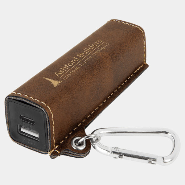 Rustic/ Laserable Leatherette 2200 mAh Power Bank with USB-C Cord Thumbnail