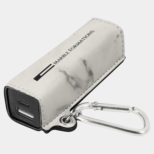 Marble Laserable Leatherette 2200 mAh Power Bank with USB-C Cord Thumbnail