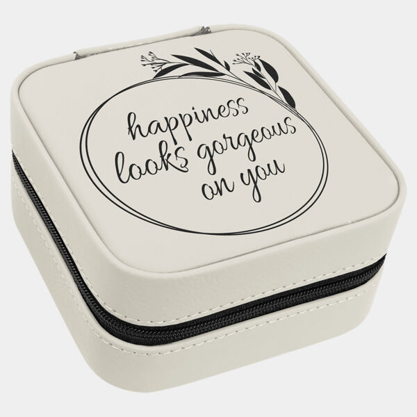 4" X 4" / Laserable Leatherette Travel Jewelry Box with Lining Thumbnail