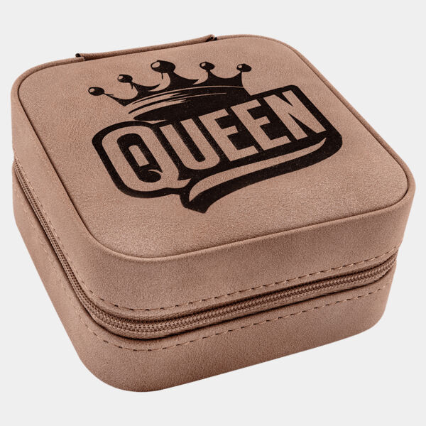 Travel Jewelry Box - Laserable Leatherette, Creekside Collection, 4" x 4", Blush Thumbnail