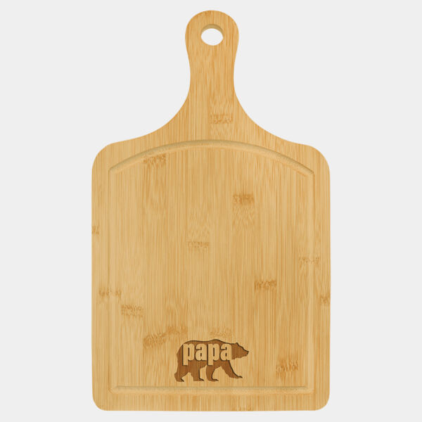 15 1/2" x 9" Cutting Board Paddle Shape with Drip Ring Thumbnail