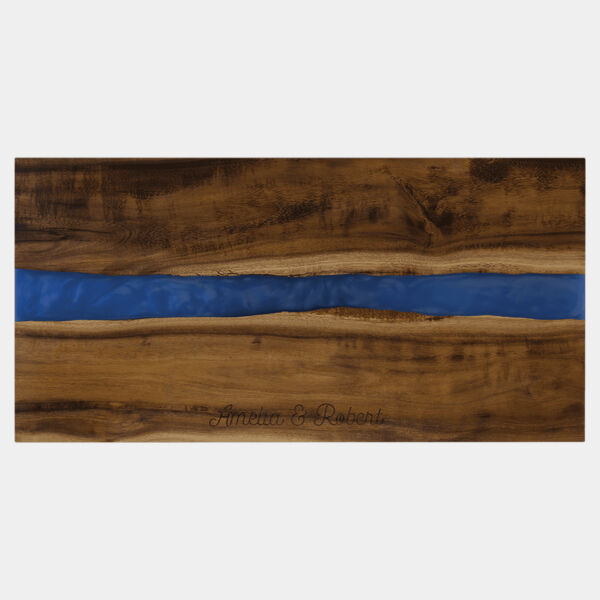 18"x 9" Acacia with Pearl Resin Serving Board Thumbnail