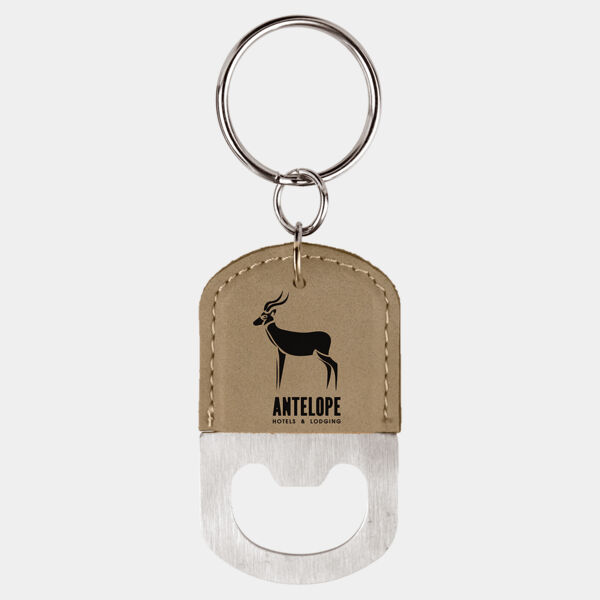 Oval Laserable Leatherette Bottle Opener Keychain Thumbnail
