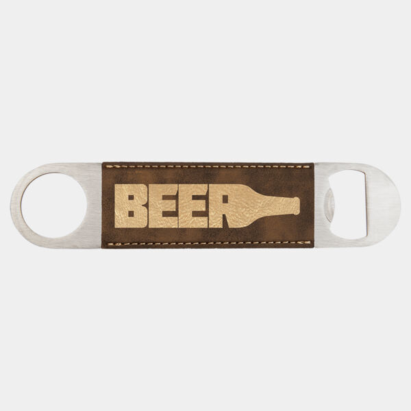 1 1/2" x 7" Rustic/ Laserable Leatherette Bottle Opener Thumbnail