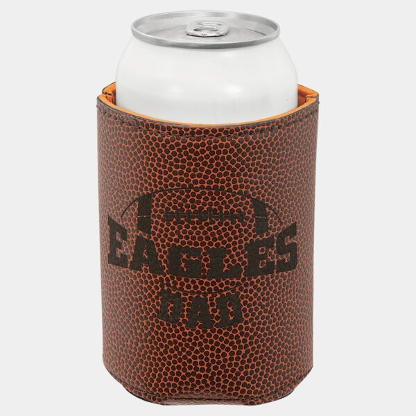 3 3/4" Football Laserable Leatherette Beverage Holder Thumbnail