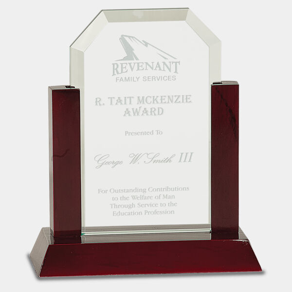 7" Gateway Jade Clip Corner Glass Award with Finish Base Thumbnail