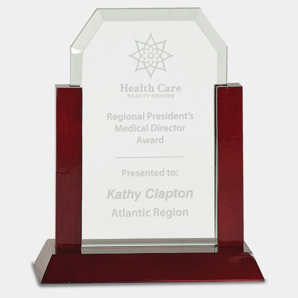 8" Gateway Jade Clip Corner Glass Award with Finish Base Thumbnail