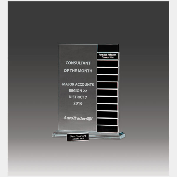 7 1/2" x 10" Jade Glass Perpetual Award with 12 Individual Aluminum Blocks Thumbnail