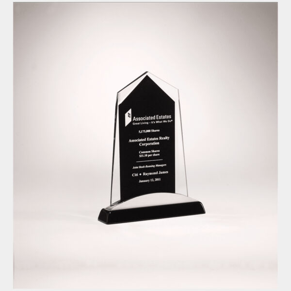 6 5/8" x 7 7/8" Apex Series Glass Award, Piano Finish Base with Aluminum Accent Thumbnail