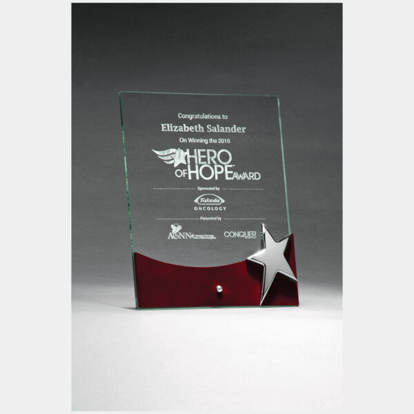 8" x 10" Freestanding Glass Award with High Gloss Accent and Star Thumbnail