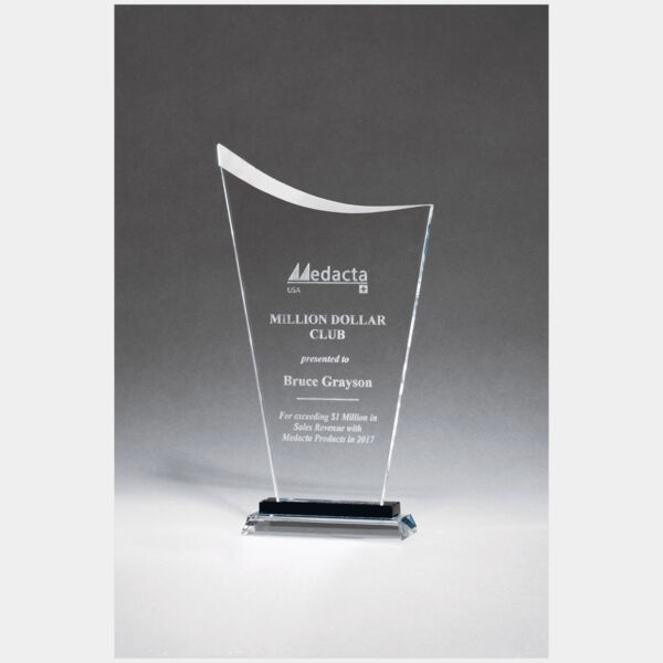 5 1/2" x 10 1/2" Contemporary Glass Award with Pedestal Base Thumbnail