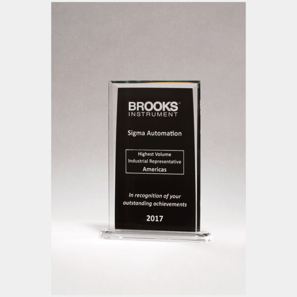 6 1/2" x 9 1/4" Rectangular Glass Award with Silkscreened Center Thumbnail