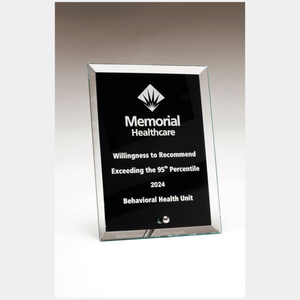 5" x 7" Glass Plaque with Painted Background, Silv er Plated Easel Post Thumbnail