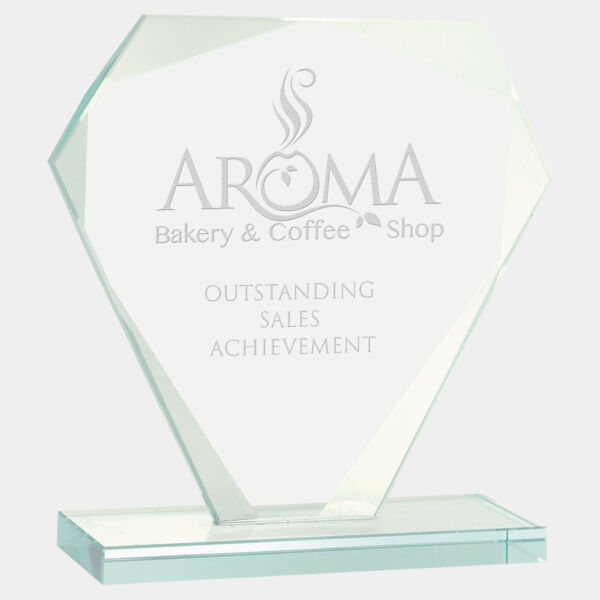 5 1/2" Cut Diamond Jade Glass Award Thumbnail