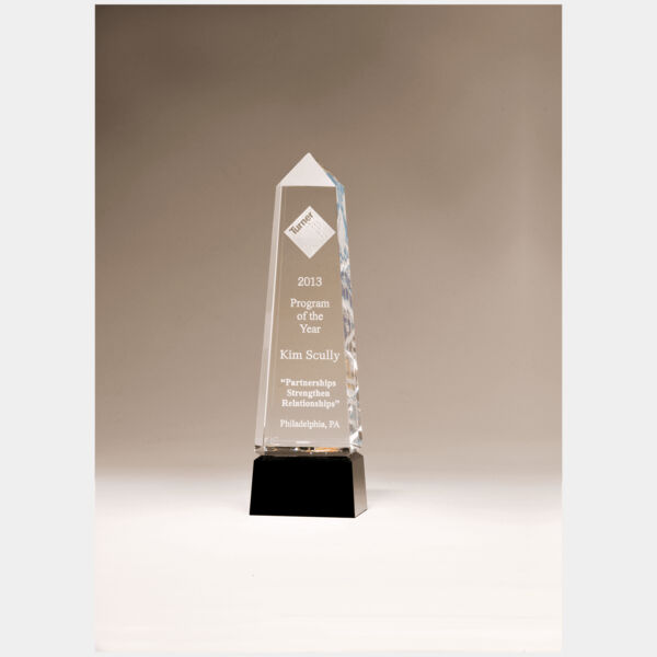 2 7/8" x 9 3/4" Crystal Obelisk with Prism-Effect Top and Base Thumbnail